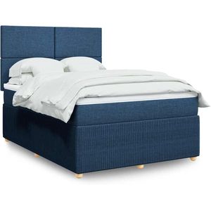 Boxspringbett mit Matratze Blau 160x200 cm Stoff vidaXL