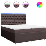 vidaXL Boxspring met matras stof donkerbruin 200x200 cm