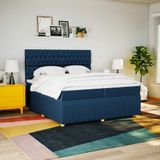 Vidaxl - Boxspringbett mit Matratze Blau 200x200 cm Stoff
