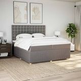 vidaXL - Boxspring - met - matras - stof - taupe - 200x200 - cm