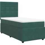 vidaXL - Boxspring - met - matras - fluweel - donkergroen - 80x200 - cm