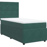 vidaXL Boxspring met matras fluweel donkergroen 90x190 cm