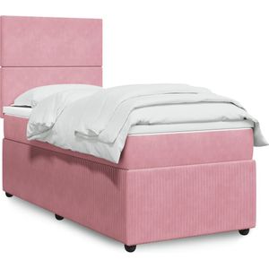 vidaXL Boxspringbett mit Matratze Rosa 90x200 cm Samt