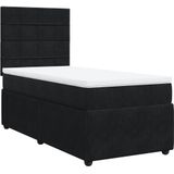 vidaXL Boxspringbett mit Matratze Schwarz 90x200 cm Samt
