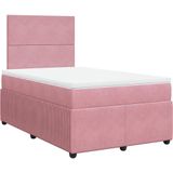 vidaXL Boxspring met matras fluweel roze 120x190 cm