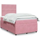 vidaXL Boxspring met matras fluweel roze 120x190 cm
