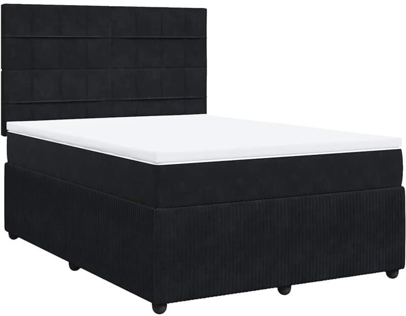 Vidaxl - Boxspringbett mit Matratze Schwarz 140x200 cm Samt