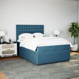 Boxspringbett mit Matratze Blau 140x200 cm Samt vidaXL