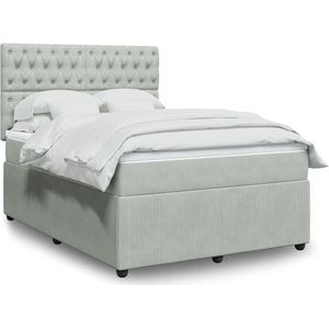 Vidaxl - Boxspringbett mit Matratze Hellgrau 160x200 cm Samt