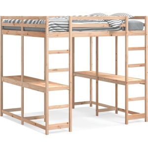 vidaXL - Hoogslaper - Massief Grenenhout - 140x200 cm - Inclusief Bureau en Ladder