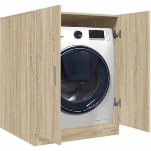 vidaXL Wasmachinekast - Sonoma Eikenkleurig - 1 Vak - 2 Deuren