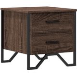 vidaXL - Nachtkastje - 40x41x40 - cm - bewerkt - hout - bruin - eikenkleurig