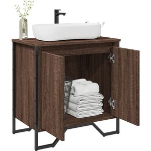 vidaXL - Wastafelkast - 60x35x60 - cm - bewerkt - hout - bruin - eikenkleurig