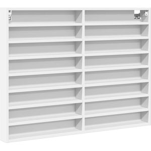 vidaXL - Vitrinekast - Wit - Bewerkt Hout - 100x8,5x75 cm