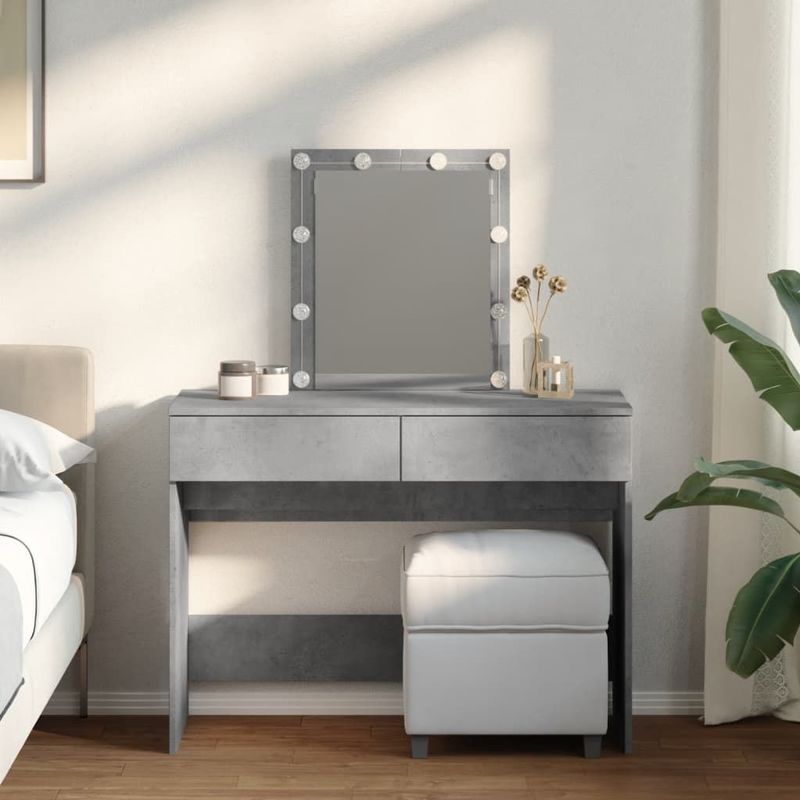 vidaXL - Kaptafel - met - LED-verlichtingx40x130 - cm - betongrijs