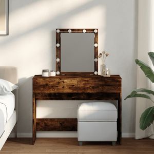 vidaXL - Kaptafel - met - LEDx40x130 - cm - gerookt - eikenkleurig