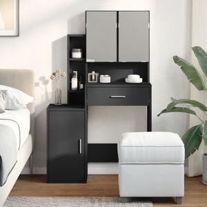 vidaXL - Kaptafel - met - kastje - 80x35x132 - cm - zwart