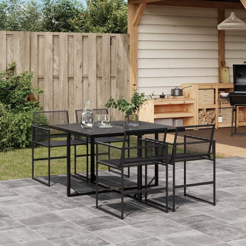 vidaXL - 5-delige - Tuinset - poly - rattan - zwart