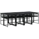 Vidaxl - 9-tlg. Garten-Essgruppe Schwarz Poly Rattan