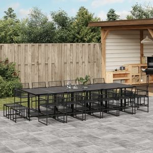 17-tlg. Garten-Essgruppe Schwarz Poly Rattan Vidaxl
