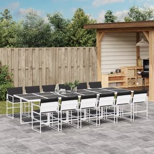 vidaXL - 13-delige - Tuinset - met - kussens - textileen - wit