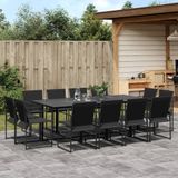 13-tlg. Garten-Essgruppe Schwarz Textilene Vidaxl