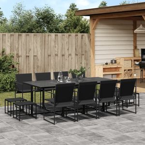 13-tlg. Garten-Essgruppe Schwarz Textilene Vidaxl