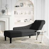 vidaXL - Chaise - longue - met - kussen - en - rechterarmleuning - stof - zwart