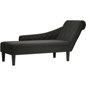 Vidaxl - Chaiselongue mit Kissen und Rechter Armlehne Schwarz Stoff
