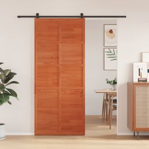vidaXL Schuifdeur 90x208 cm massief grenenhout wasbruin