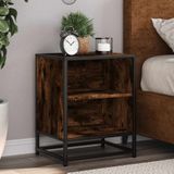 vidaXL Nachtkastje 40x31x50 cm bewerkt hout en metaal gerookt eiken
