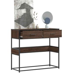 vidaXL - Wandtafel - 90x35x80 - cm - bewerkt - hout - bruin - eikenkleur