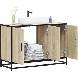 vidaXL - Wastafelkast - Sonoma Eikenkleurig - Bewerkt Hout - 90x33x60 cm