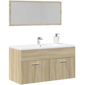 vidaXL - 2-delige - Badkamermeubelset - bewerkt - hout - sonoma - eikenkleurig