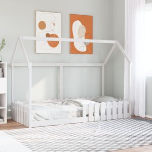 vidaXL Bedhuis wit massief grenenhout 90x200 cm