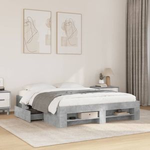 Emporius gestoffeerd bed 160x200 cm Merkad Bouclé - bed met lattenbodem en bedlade, Bouclé