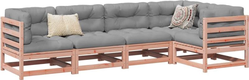 vidaXL 5-delige Loungeset met kussens massief douglas vurenhout