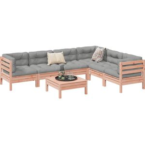 vidaXL - 7-delige - Loungeset - met - kussens - massief - douglas - vurenhout