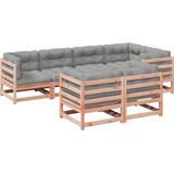 vidaXL - 7-delige - Loungeset - met - kussens - massief - douglas - vurenhout