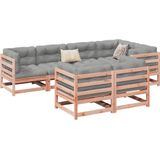 vidaXL - 7-delige - Loungeset - met - kussens - massief - douglas - vurenhout