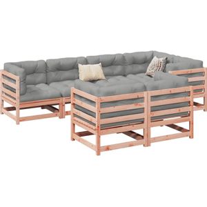 vidaXL 7-tlg. Garten-Sofagarnitur mit Kissen Massivholz Douglasie