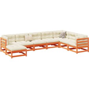 vidaXL 8-tlg. Garten-Sofagarnitur Wachsbraun Massivholz Kiefer