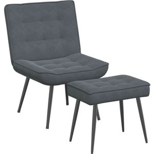 vidaXL Relaxsessel mit Hocker Dunkelgrau Samt