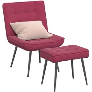 vidaXL Relaxsessel mit Hocker Weinrot Samt