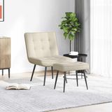 vidaXL Relaxstoel met voetenbank fluweel crèmekleurig