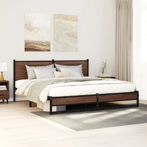vidaXL Bedframe zonder matras metaal bruin eikenkleur 183x213 cm
