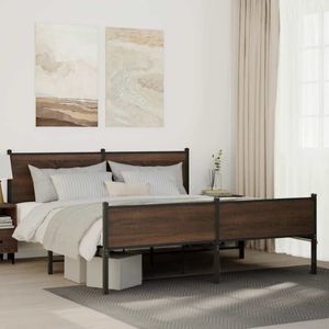 vidaXL Bedframe zonder matras metaal bruin eikenkleurig 90x200 cm