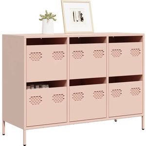 vidaXL Dressoir 101,5x39x73,5 cm koudgewalst staal roze