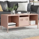 vidaXL - Salontafel - 101,5x50x43,5 - cm - koudgewalst - staal - roze