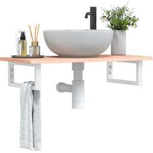 vidaXL - Badkamer Wandschap - Staal - Massief Eikenhout